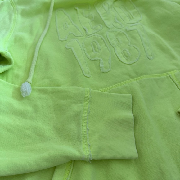 Neon Highlighter Yellow Lightweight Aeropostale Pullover Hoodie - Picture 2 of 5